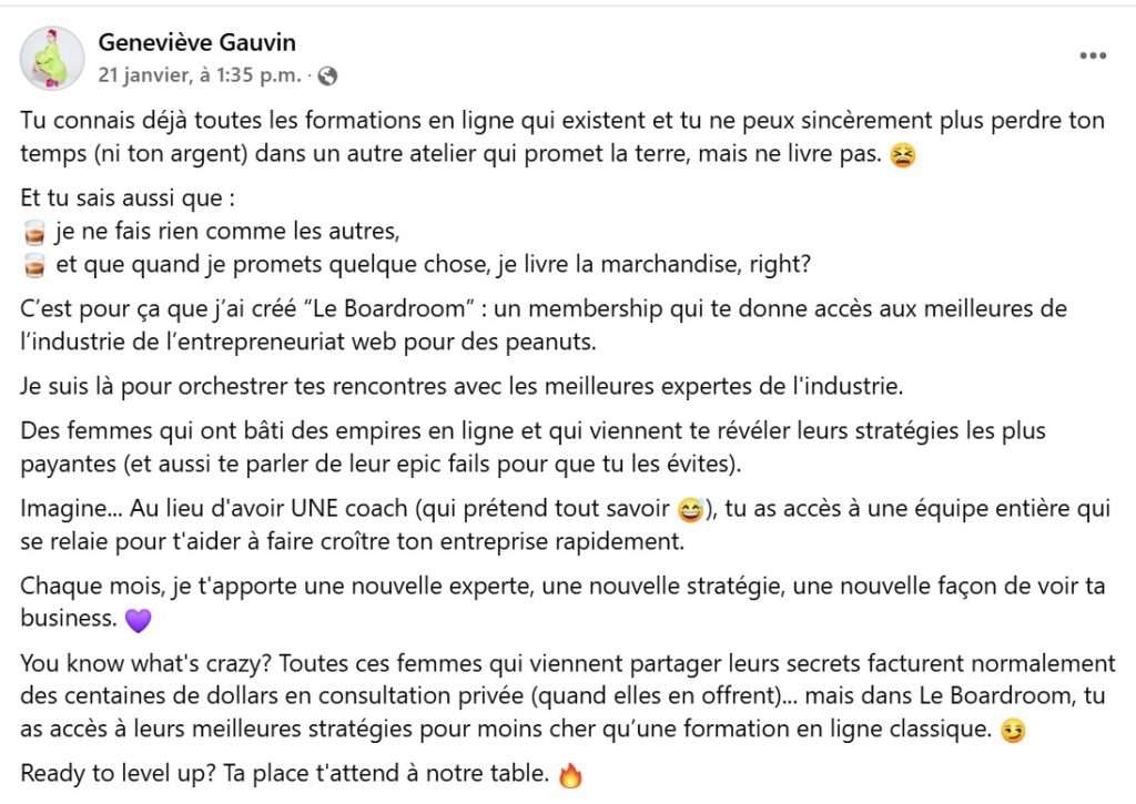 Exemple de publicité longue Exemple de publicité longue
