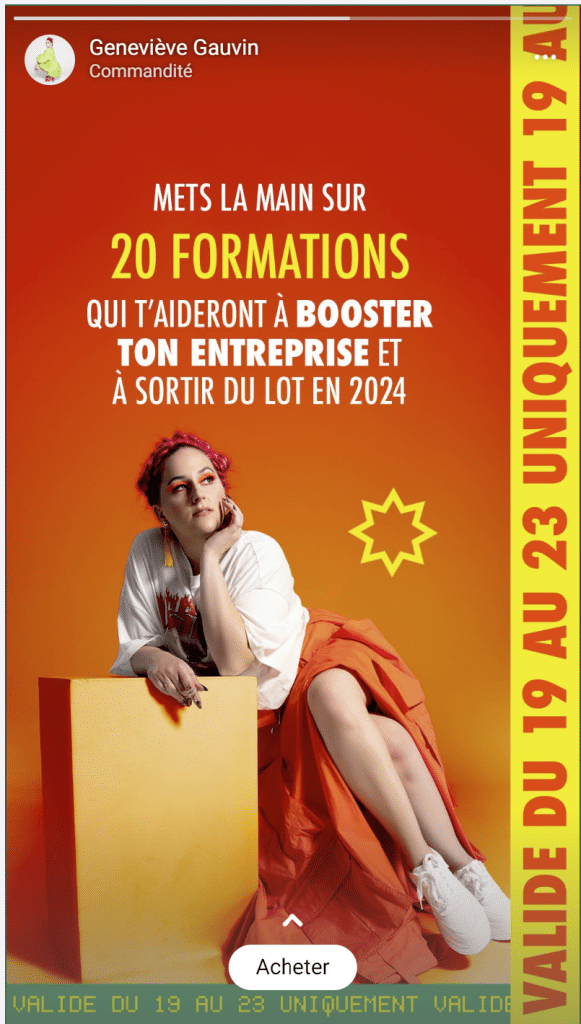 Exemple de publicité de lancement de Gen Gauvin