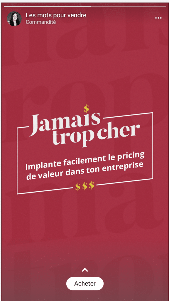 Exemple de publicité de lancement d'Alexe Martel