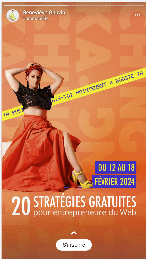 Exemple de publicité de lancement de Gen Gauvin