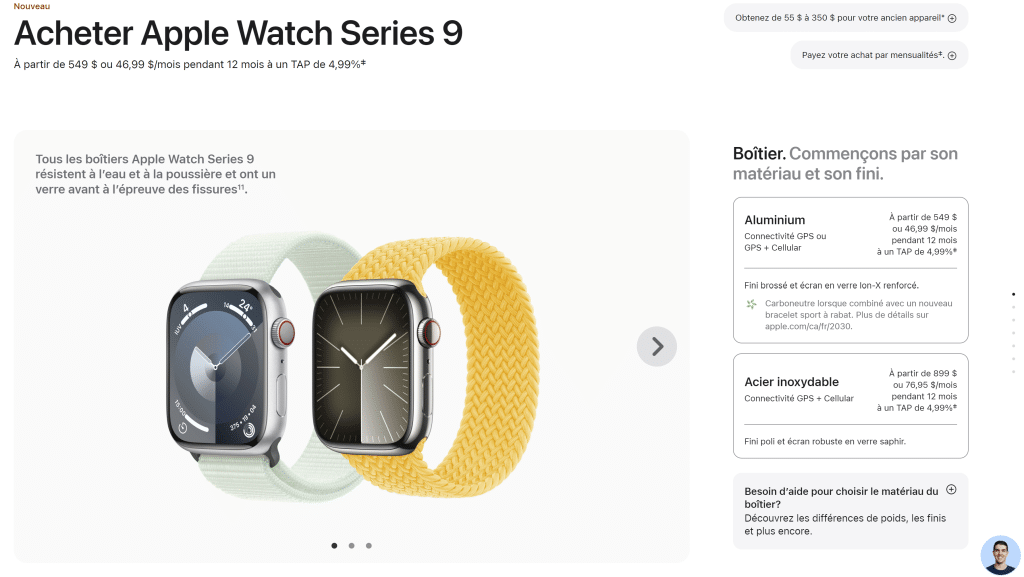 Exemple de comment Apple utilise les options premium pour augmenter son AOV