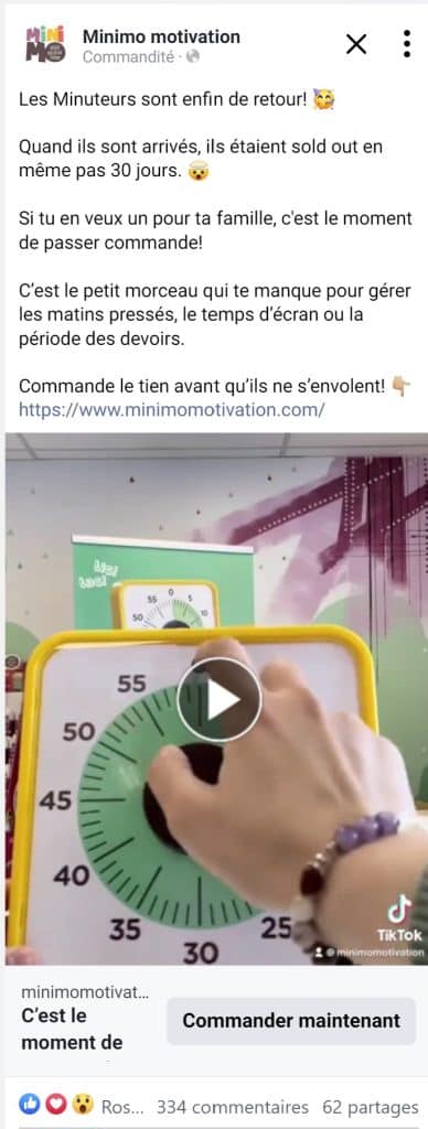 Exemple de publicité de Minimo motivation