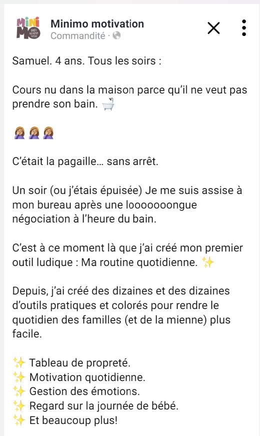 Exemple de publicité de Minimo motivation