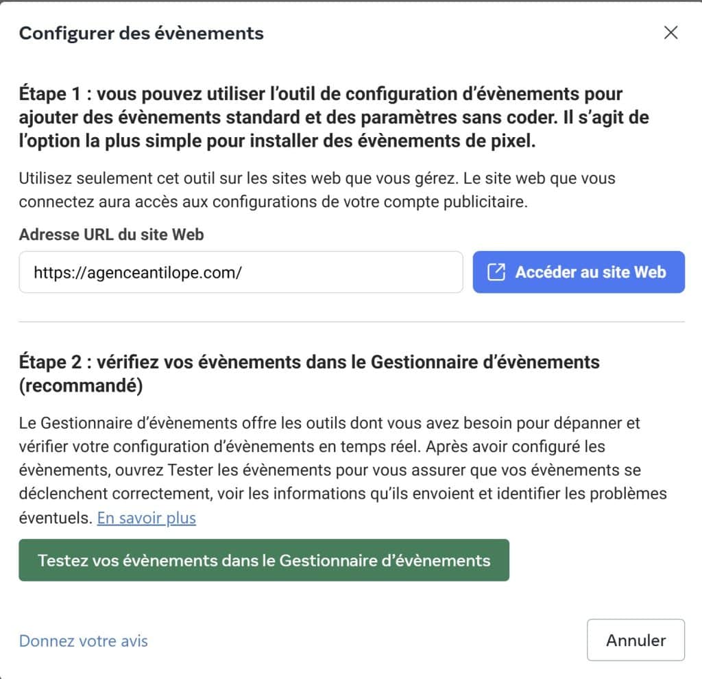 Configurer des événements du Pixel Facebook