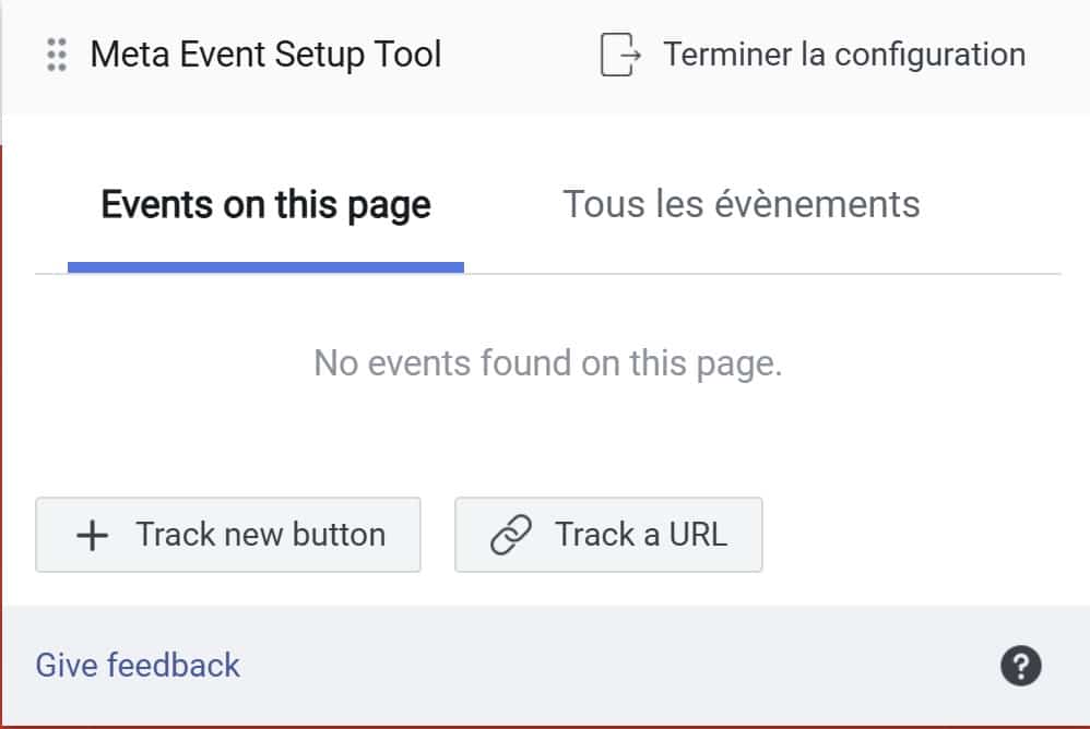 Configuration événements Meta