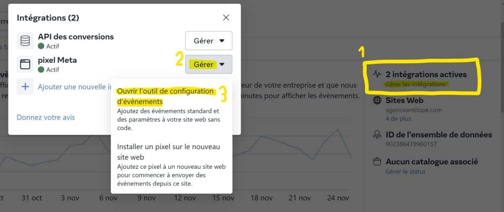Ouvrir l'outil de configuration d'événements Ouvrir l'outil de configuration d'événements