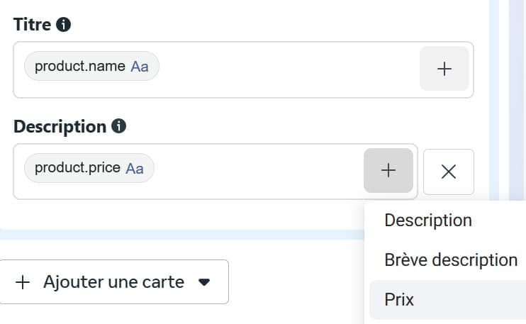 Afficher les prix des produits en description d'une publicité DABA Afficher les prix des produits en description d'une publicité DABA