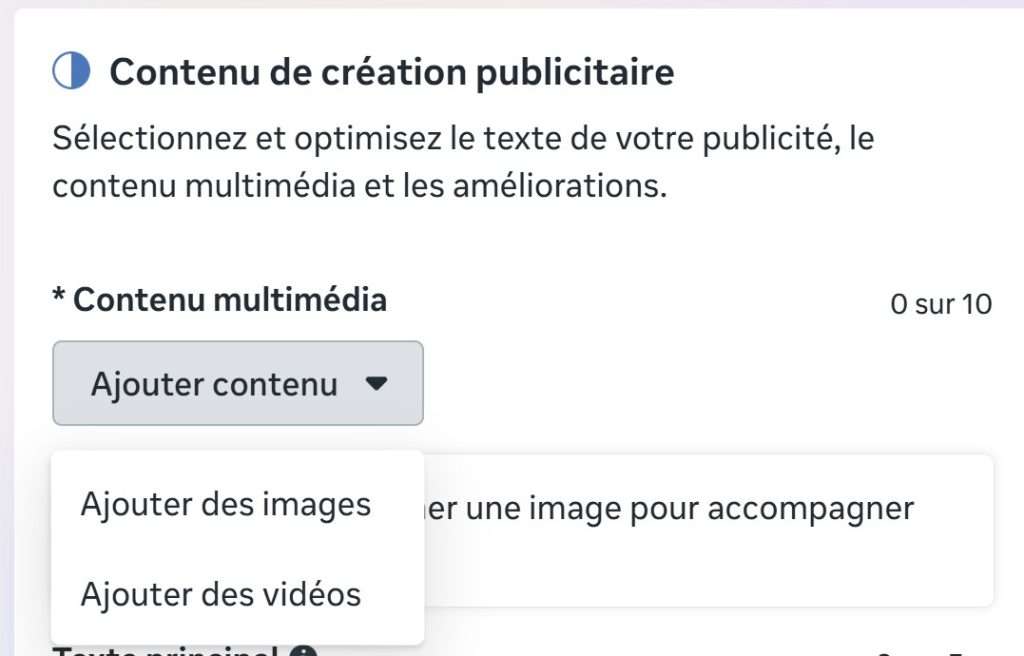 Ajout du contenu aux publicités