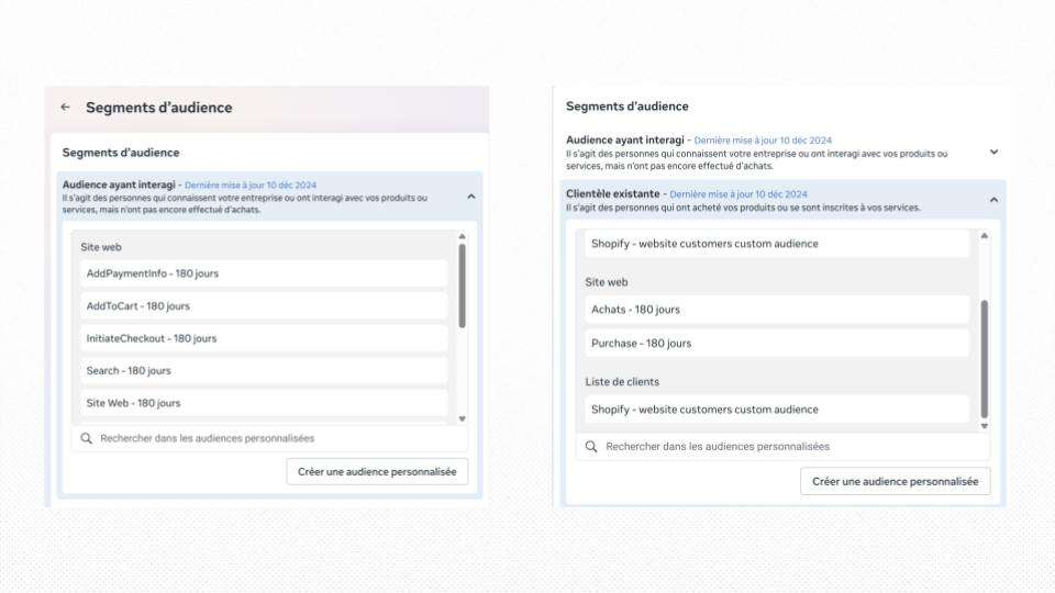 Segments d'audience - gestionnaire de publicités
